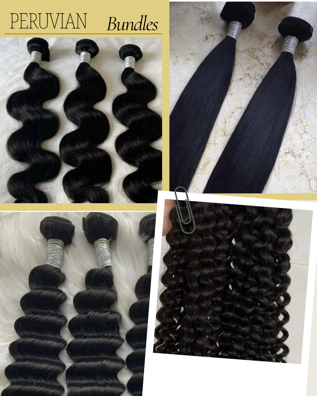 Peruvian Human hair bundles 4-Types