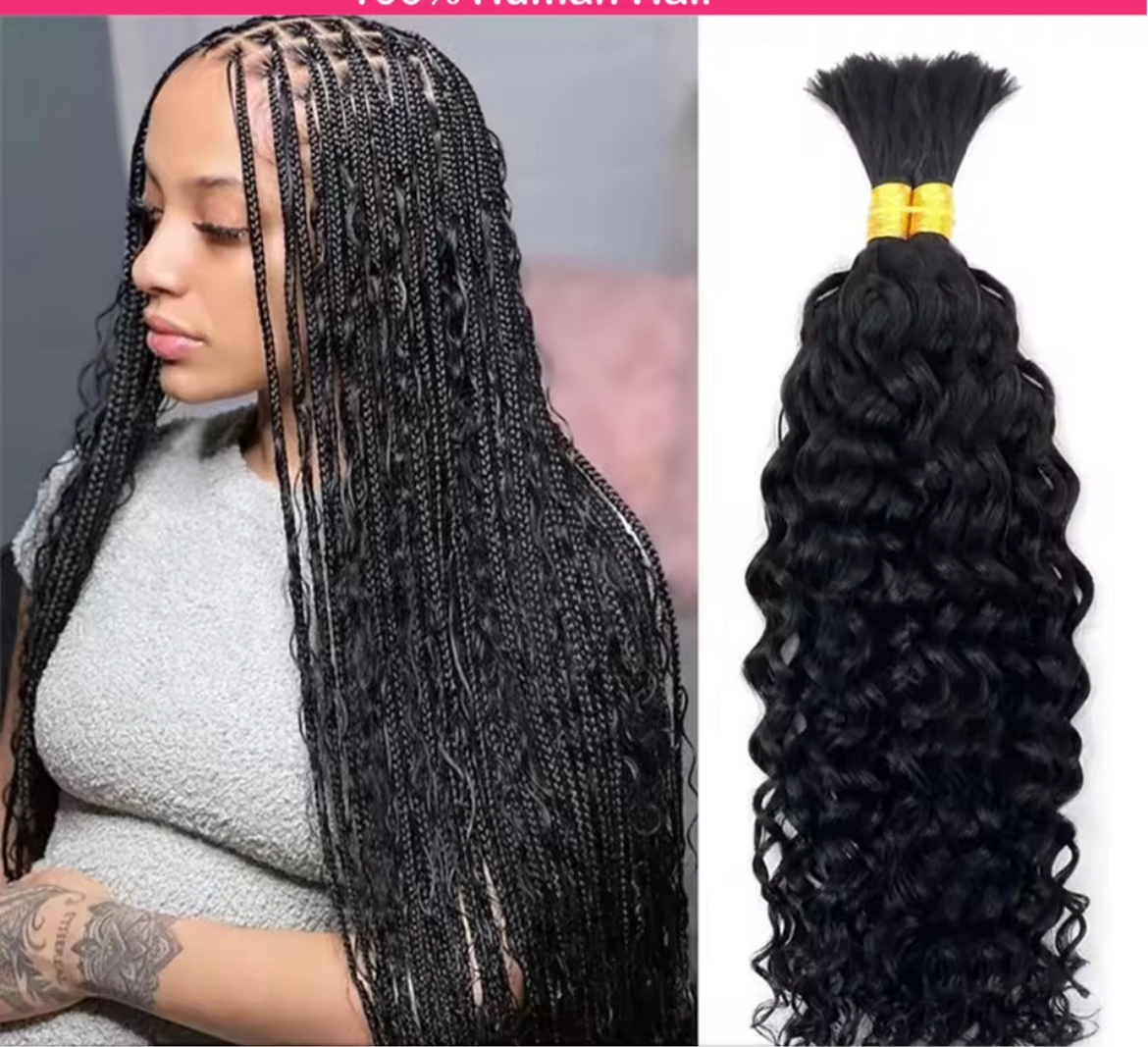 Human Bulk Braiding Hair (no weft) Water Wave (2)bundle pk