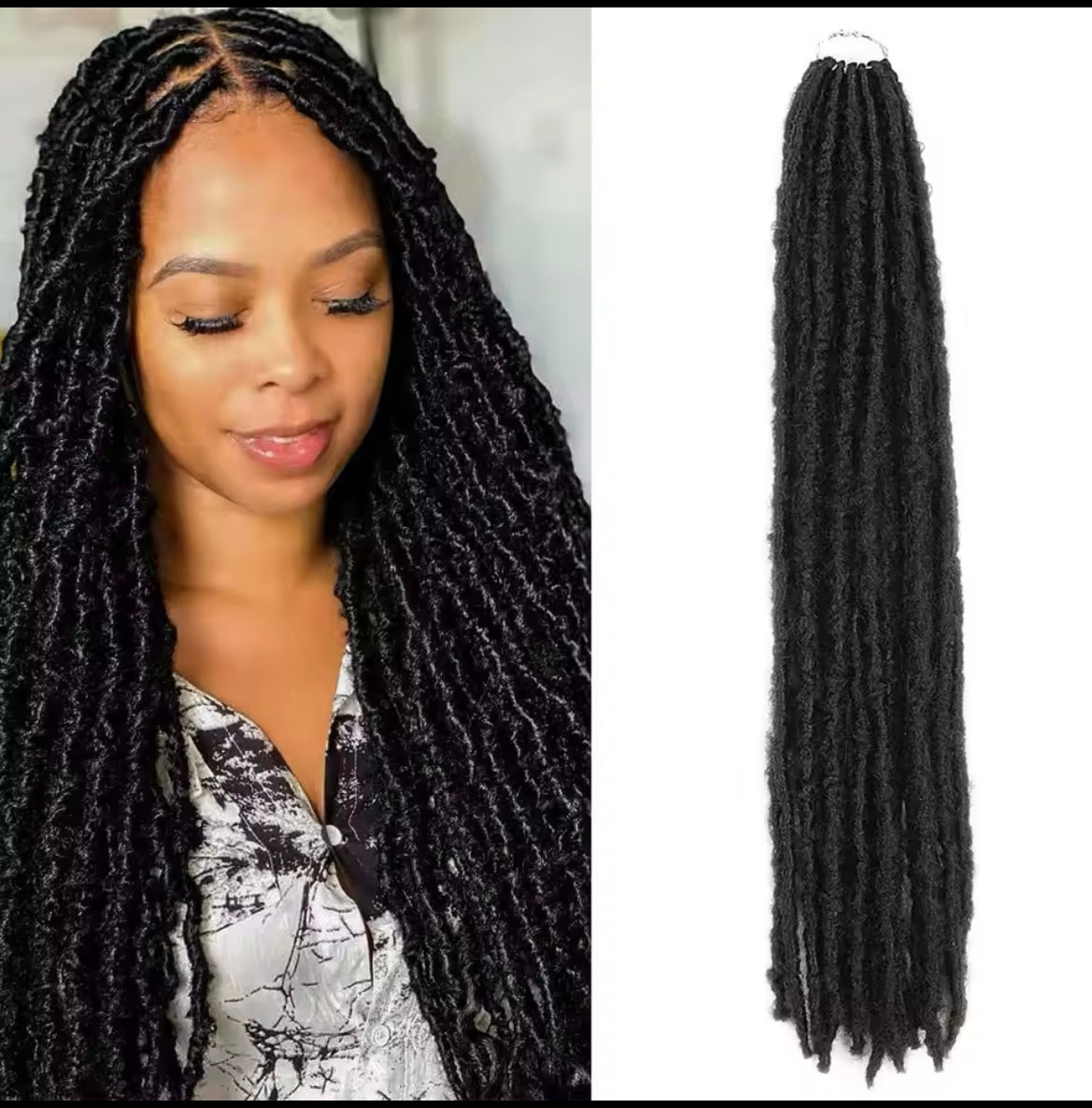 24Inch New Soft Locs Synthetic Crochet Braids-1B Natural Butterfly Faux Locs Crochet Hair Extension